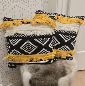 Bohemian Black and Yellow Throw Pillows